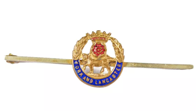 Vintage Old The York & Lancaster Regiment Metal Enamel Sweetheart Brooch Badge