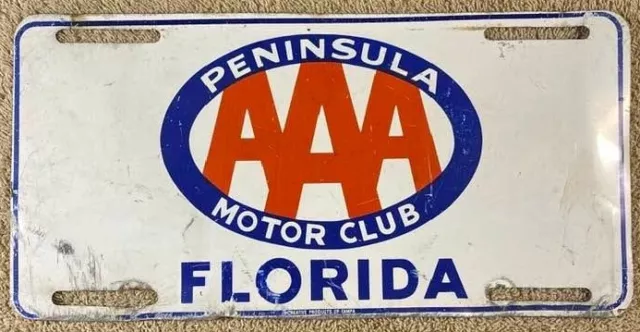 Peninsula Motor Club AAA Booster License Plate Florida Automobile Association