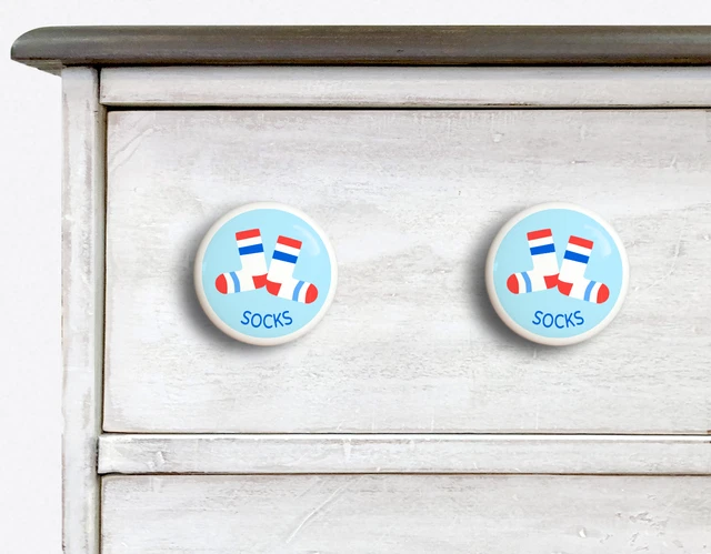 Boys Socks Dresserz Organizational Dresser Drawer Knob Set of 2