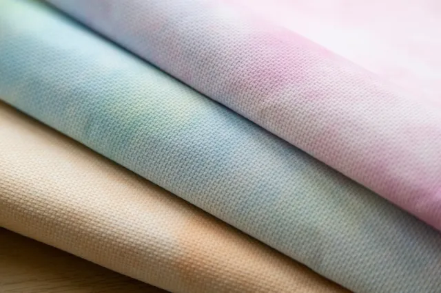 DMC 14ct Aida Fabric~ Printed Peach/Yellow, Blue/Green, Pink/Lilac-Cross stitch