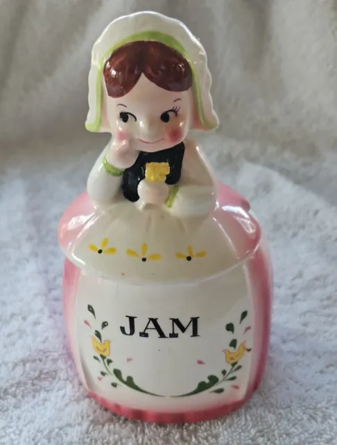 Vintage Dutch Girl  Jam Jelly Condiment Holder Jar Made by Foreign