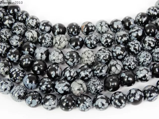 Natural Snow Flake Obsidian Gemstone Round Beads 15.5'' 4mm 6mm 8mm 10mm 12mm