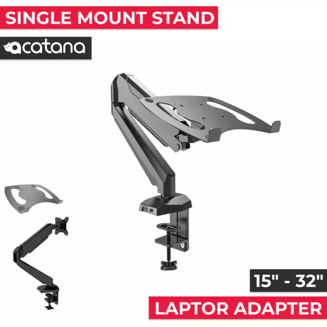 Acatana Monitor Stand Arm Mount Desk + Laptop Tray Holder Adapter Bracket 8kg