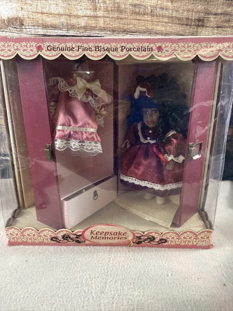 Dan Dee 11" Bisque Porcelain Doll 2 Dresses Collectors Choice Storage Box
