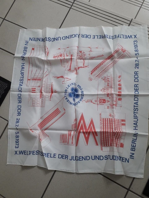 X.Festival der Jugend und Studenten Berlin 1973 -Erinnerungstuch  circa 65x65 cm