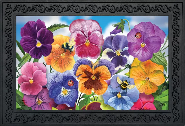 Pansies Spring Doormat Floral Indoor Outdoor 18" x 30" Briarwood Lane