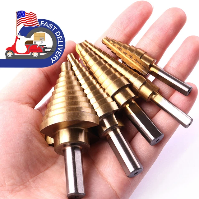 5Pc Titanium Coated High Speed Steel Step Bit Set Unibit Tool Set In US