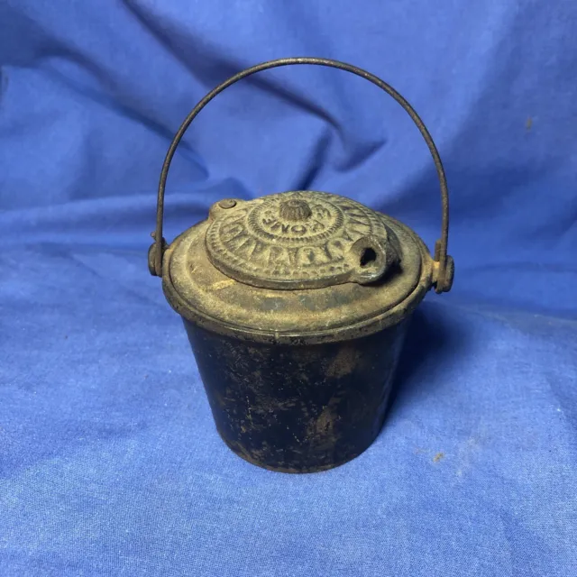 Antique The Home Cast Iron Glue Wax Smelting Pot Complete