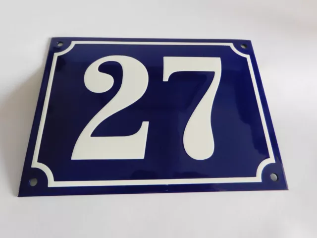 XL French Provencial Handcrafted Enamel Porcelain 8″x 5.75″ House Number Sign 27