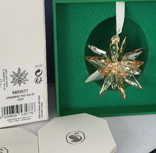 SWAROVSKI CHRISTMAS STAR 2023 3D Gold Festive Christmas Ornament Star 5653577 £96.42 PicClick UK