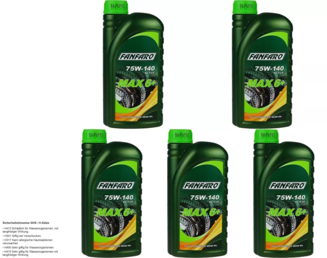 5x1 Litro Original FANFARO Aceite Motor Máximo 6+ 75W-140 Gear Oil Aceite De