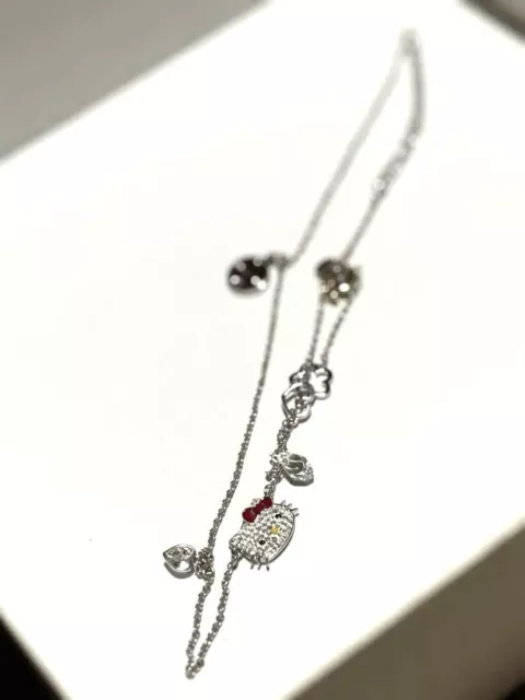 NEW Hello kitty Swarovski Necklace silver heart Sanrio jewelry Gifts Rare  Japan