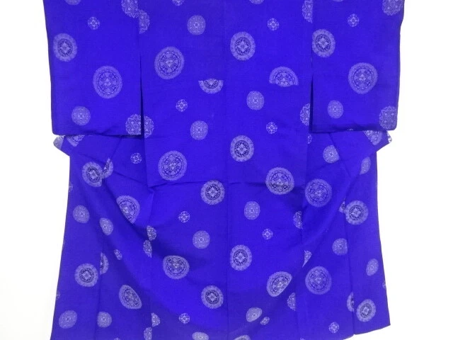 81229# Japanese Kimono / Antique Hitoe Kimono / Flower Crest