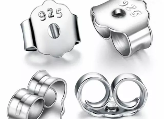925 Sterling Silver P Round Earring Post Back Ear Nut Stopper Jewellery Findings
