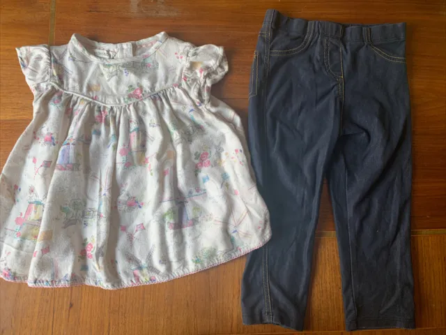 Baby Girls Monsoon Jeggings & Top Outfit. Age 1.5-2 Years