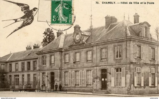 S10284 cpa 60 Chambly - Hôtel de Ville et la Poste