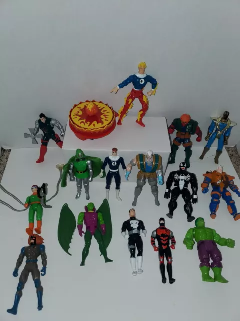Vintage 90-95 Toy BIZ Marvel Lot, 15 Figures In Total, x men fantastic four