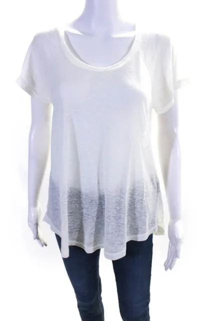 Etoile Isabel Marant Womens Short Sleeve Linen Tee Shirt White Size Large