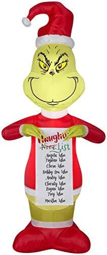 Dr. Seuss The Grinch Inflatable Naughty List Christmas Holiday Lawn Decor 5.5...