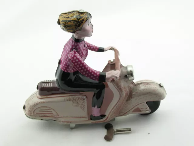 Blechspielzeug - Motorrad Scooter Girl auf Motorroller, braun-rosa 5542032