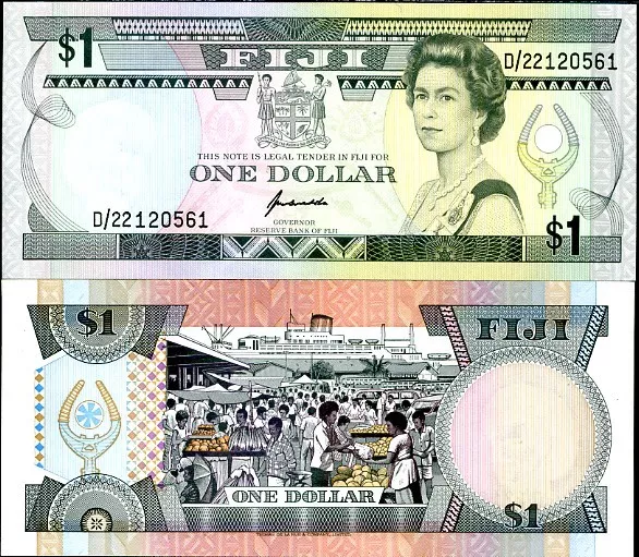 Fiji 1 Dollar ND 1993 P 89 QE II UNC