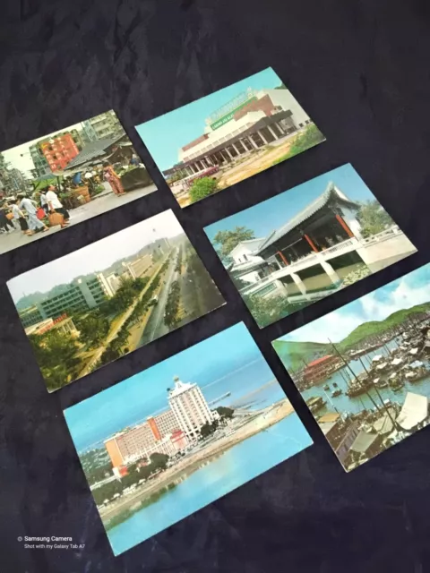 Vintage HONG KONG & MACAU postcards X 6. 1980. Rare.