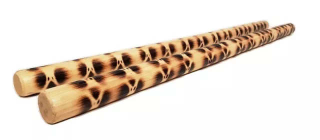 2 X Morgan Tiger Print Ratton Wood Kali / Escrima / Arnis Silat Sticks (Double)