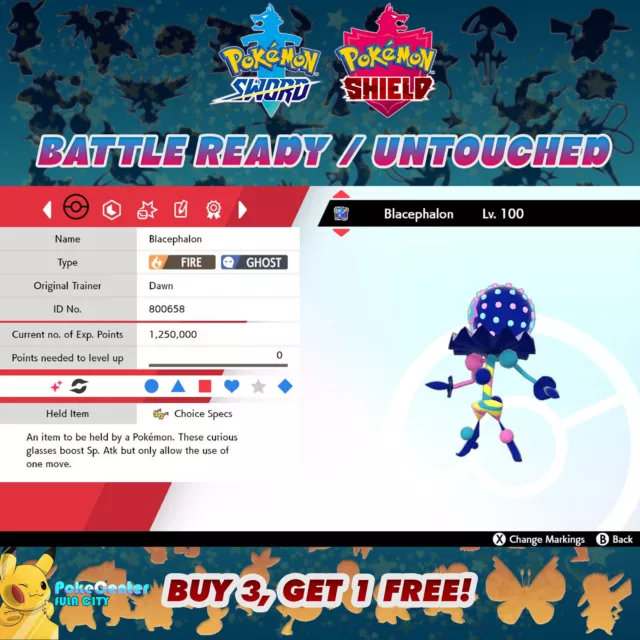 SHINY BLACEPHALON ✨ BATTLE READY / UNTOUCHED ⚡ 6IV + EV ⚡ Pokemon Sword & Shield