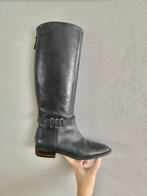 Nine West Tall Riding Boots Leather Soft Black Size 6.5