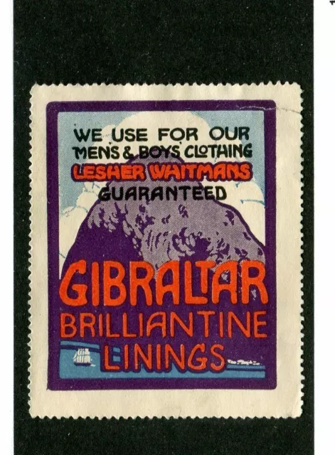 Vintage Poster Stamp Label GIBRALTAR BRILLIANTINE LININGS mens & boys clothing