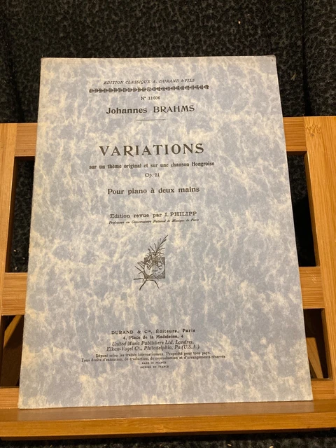 J. Brahms variations opus 21 chanson hongroise partition piano I. Philipp Durand