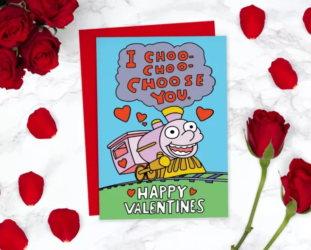 Simpsons I Choo Choo Choose You Valentines Card | Cute Funny Valentines Day Card