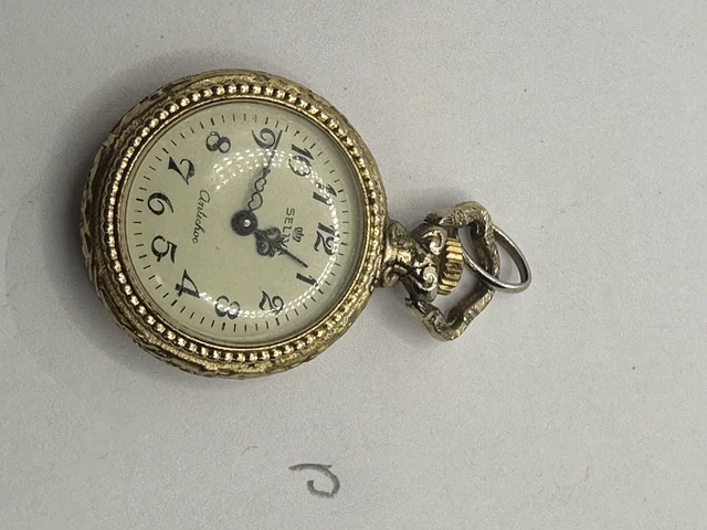 Montre De Poche (gousset) Ancienne Mécanique Kerfran - Années 70 - 17 Rubis - Dorée - Occasion Fonctionnelle
