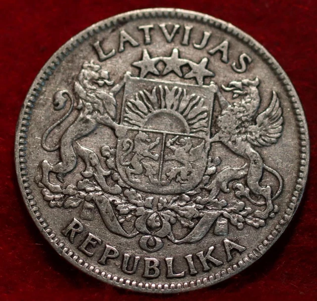 1924 Latvia 1 Lats Silver Foreign Coin