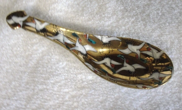 Kutani Yaki Spoon Birds Handpainted 5 1/4"