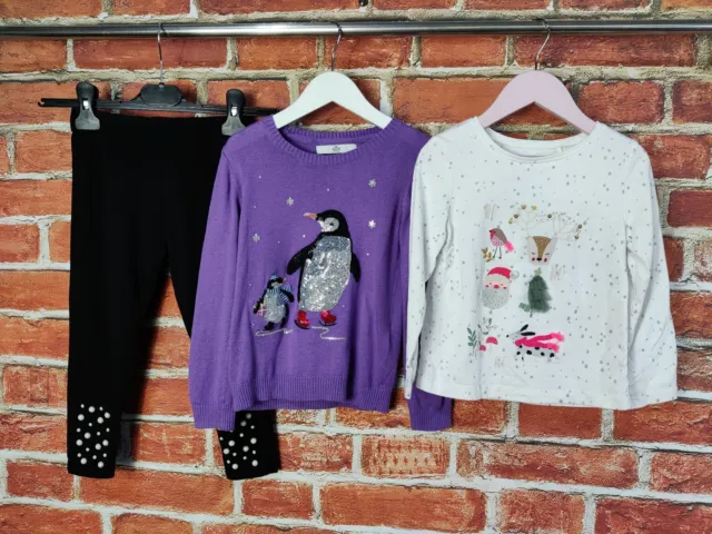 Girls Bundle Age 3-4 Years Matalan Next M&S Sweater Tee Leggings Christmas 104Cm