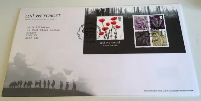 GB QEII 2006 Lest We Forget minisheet RMFDC London SW1 SHS T/Add W/Insert