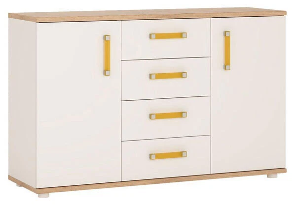 Buffet Alex Commode Blanc Brillant Sanremo Chêne Couleur Le Poignées Éligible