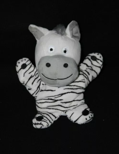 Peluche doudou marionnette zèbre MAISONS DU MONDE blanc noir rayé gris NEUF