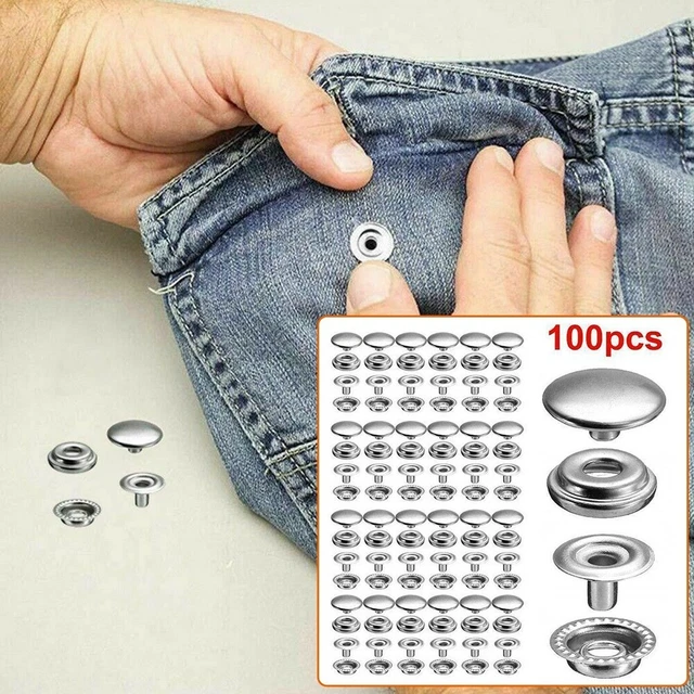 100 piezas hágalo usted mismo 15 mm sujetador de acero inoxidable presión a presión tapón botón marino