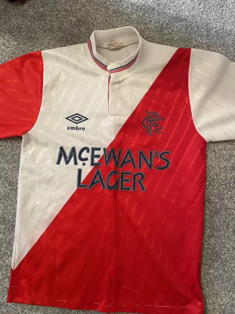 Official Glasgow Rangers FC 1988 Away Retro Shirt - size boys 26-28inch