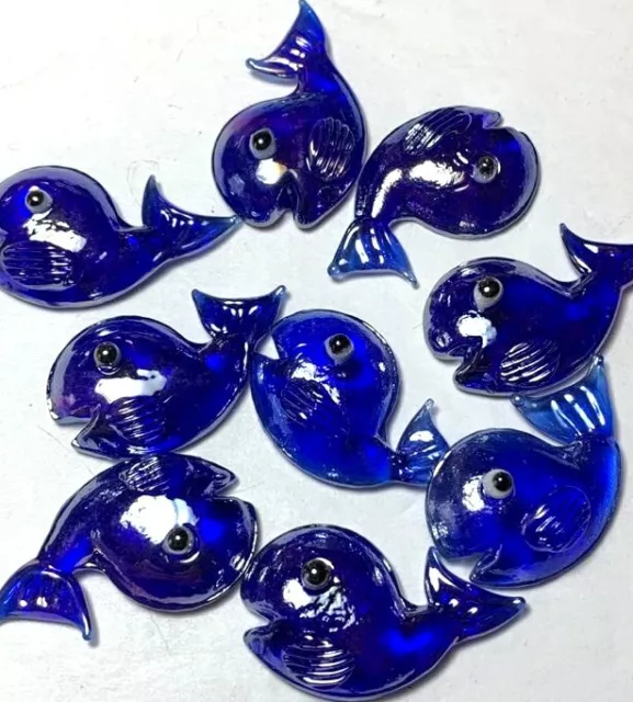 Mini "Blue Whale" Glass Figurines Pk 16 Miniature Arts & Crafts, Party Favors