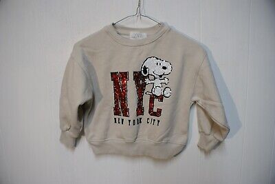 Zara Snoopy Nyc Girls Sweat Shirt -Cream- Size 6 (Na44)