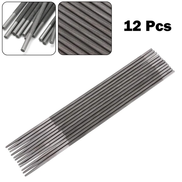 Set file motosega cuscinetto in acciaio perfettamente progettato (12 pz) per lavorazione del legno