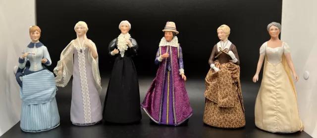 Vtg US  Historical Society Great American Women 6 lady  Porcelain Half Dolls