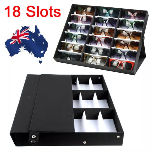 18 Slots Sunglasses Display Counter Stand Storage Rack Cabinet Organizer Tray