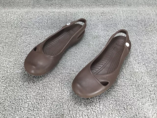 CROCS Olivia Sling Back Ballet Flat Women’s 11 Brown Rhinestone Jewel Slip On