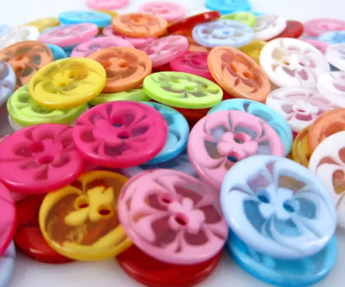 100 Mixed Colors 2-Holes Resin Button Fit Sewing Scrapbook Decorative craft 14mm