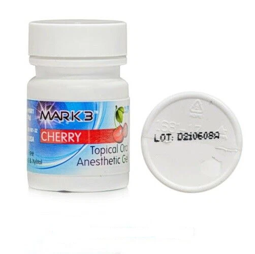 MARK3 Cherry flavored Topical Anesthetic (Benzocaine 20%) Gel, 1 ounce jar