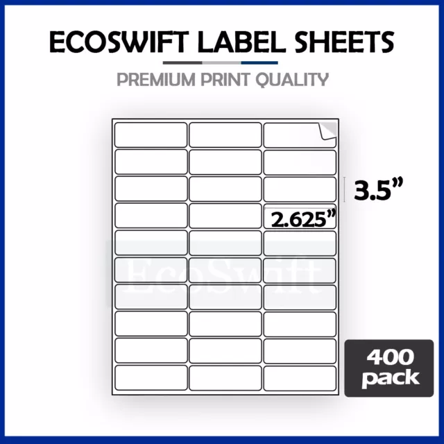 12000 2.625 x1 EcoSwift Laser Address Shipping Adhesive Labels 30/sheet 1 x2 5/8